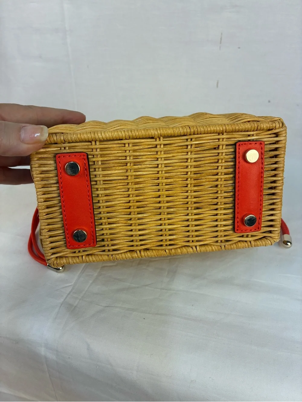 Kate Spade Sam Madras Plaid Wicker Mini Satchel